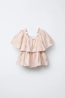 LINEN RUFFLE BLOUSE