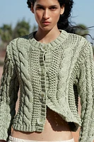 KNIT JACKET WITH FLOWER BUTTONS