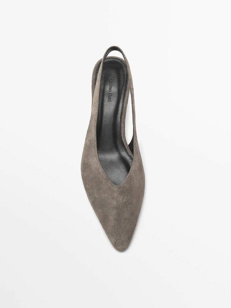 Split suede high-heel slingback shoes