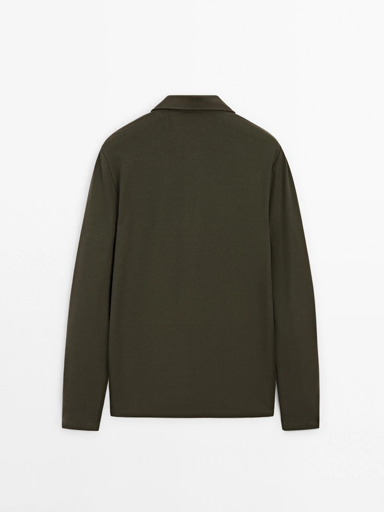 Pull polo en maille de coton mélangé