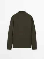 Pull polo en maille de coton mélangé