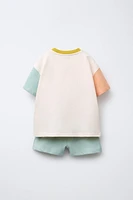 ENSEMBLE JOGGING T-SHIRT ET BERMUDA COLOR BLOCK