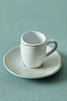 STONEWARE COFFEE CUP AND SAUCER