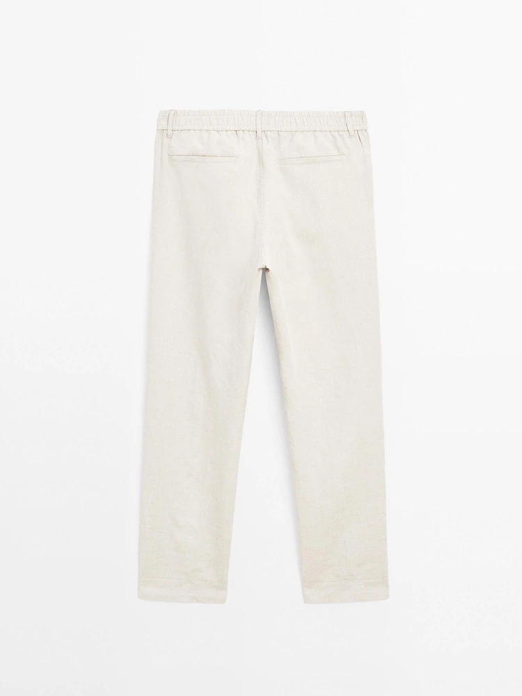 100% linen jogger fit trousers