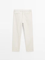 100% linen jogger fit trousers