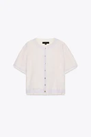 DOUBLE LAYER KNIT JACKET WITH LINEN