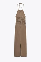 HALTER MIDI DRESS WITH TRIM