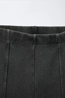 WASHED EFFECT RIBBED BIKE SHORTS