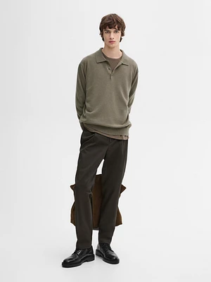 100% cashmere knit polo collar sweater