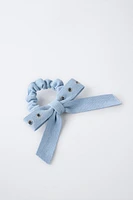 TWO-PACK OF DENIM SCRUNCHIES WITH BOW