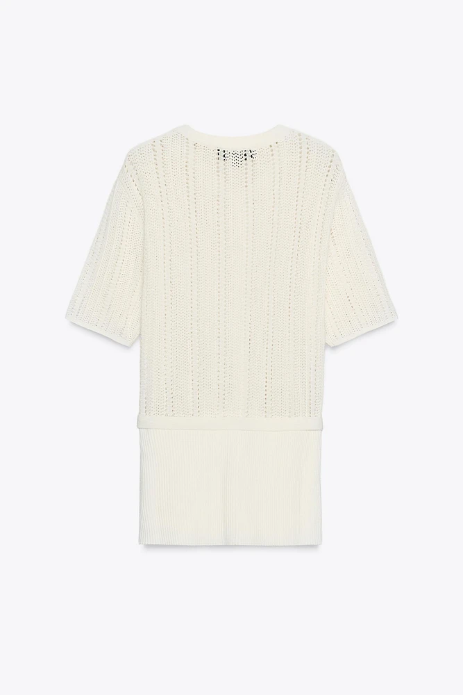 POINTELLE KNIT CARDIGAN WITH BELT