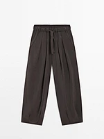 Voluminous silk blend trousers