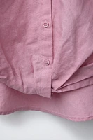 LINEN-BLEND GATHERED SHIRT