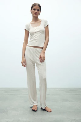 SATIN BOW POINTELLE TOP