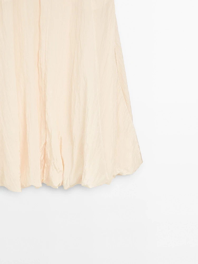 Jupe midi bouffante effet crinkle - STUDIO