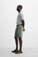 100% LINEN PLEATED SHORTS
