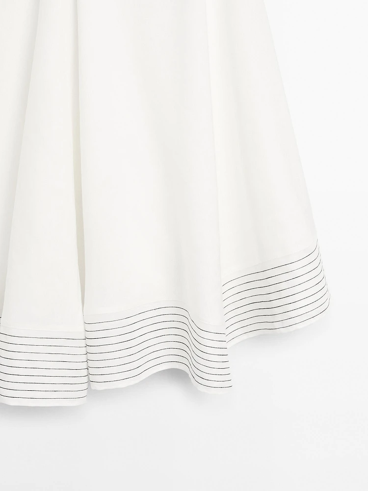 Jupe ample lin coutures fantaisie