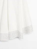 Flared linen blend skirt with seam details
