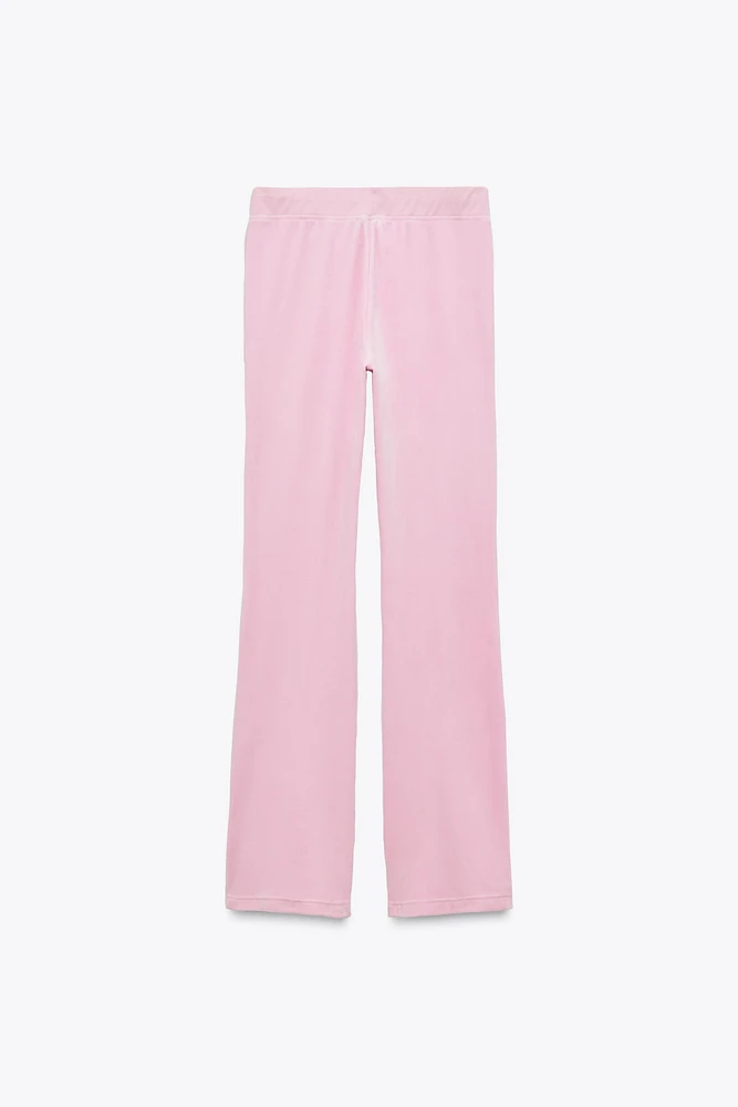 TEXT VELVET PANTS