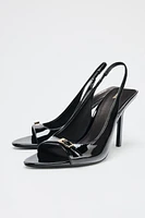 PATENT FINISH HEELED SANDALS