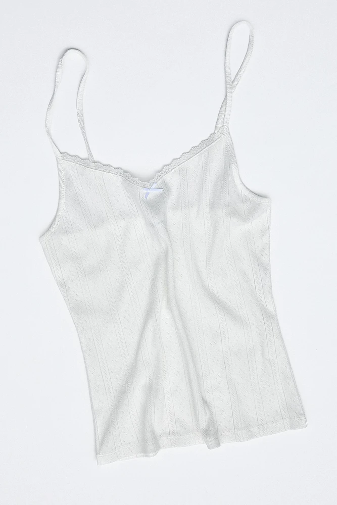 LACE TRIM POINTELLE TOP