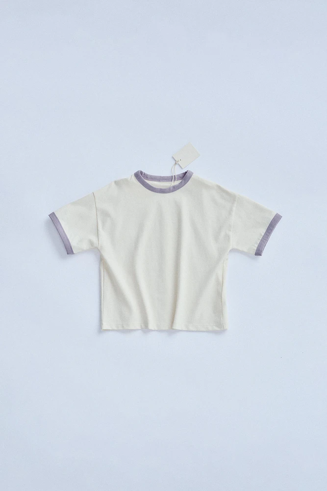 ZARA TIMELESS - SOLID T-SHIRT WITH CONTRAST TRIM