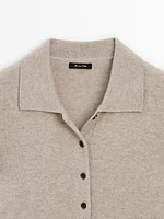 100% cashmere knit polo sweater