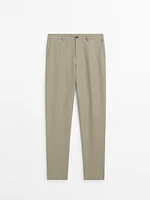 Linen suit trousers with elasticated waistband