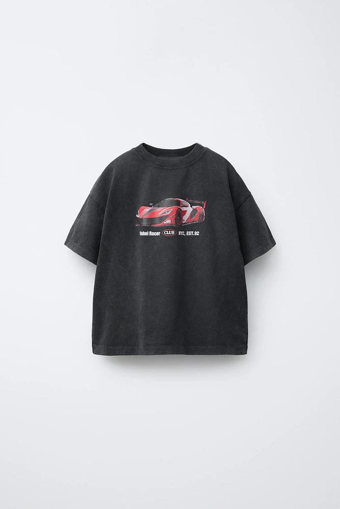 WASHED EFFECT CAR T-SHIRT