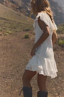 RUFFLED TIE SHORT DRESS