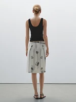 Printed skirt with tie waist