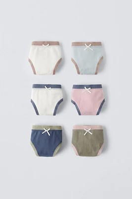 AGES 6-14/ SIX-PACK OF RIBBED BRIEFS WITH CONTRAST TRIM