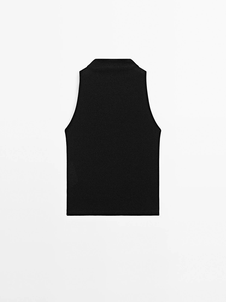 Metallic-effect halterneck top