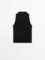 Metallic-effect halterneck top