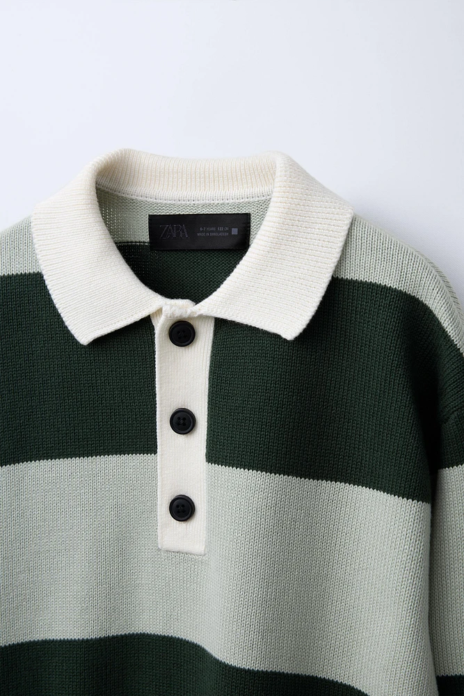 STRIPED KNIT POLO