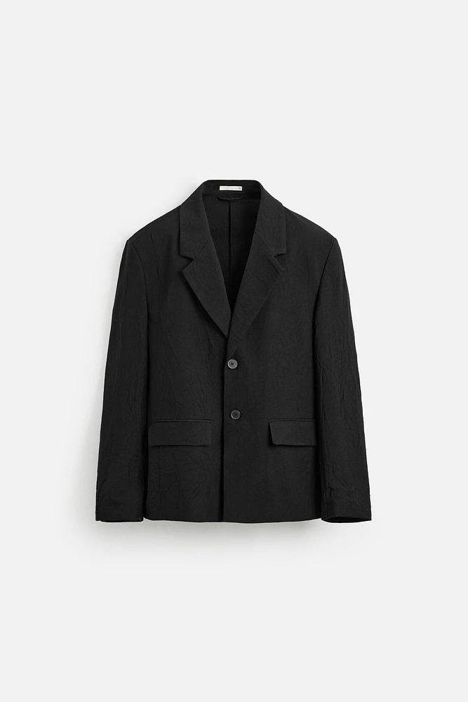 RELAXED FIT WRINKLED JACQUARD BLAZER