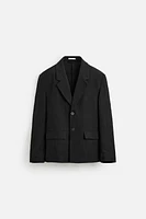 RELAXED FIT WRINKLED JACQUARD BLAZER
