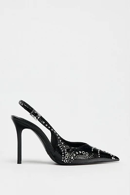 STUDDED HEELED PUMPS