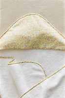 SERVIETTE DE BAIN CAPUCHE BÉBÉ PASSEPOIL FLEUR