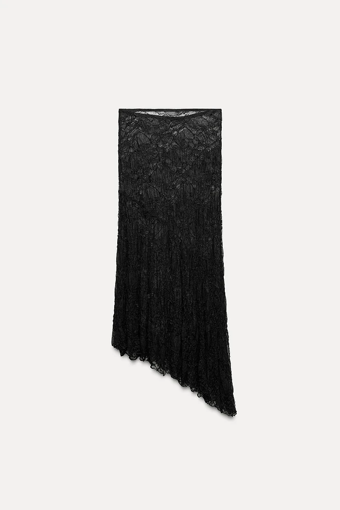 JUPE ASYMÉTRIQUE AVEC DENTELLE