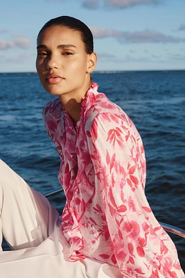 BLOUSE IMPRIMÉE À VOLANTS