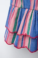 STRIPED TOP WITH EMBROIDERED FLOWERS