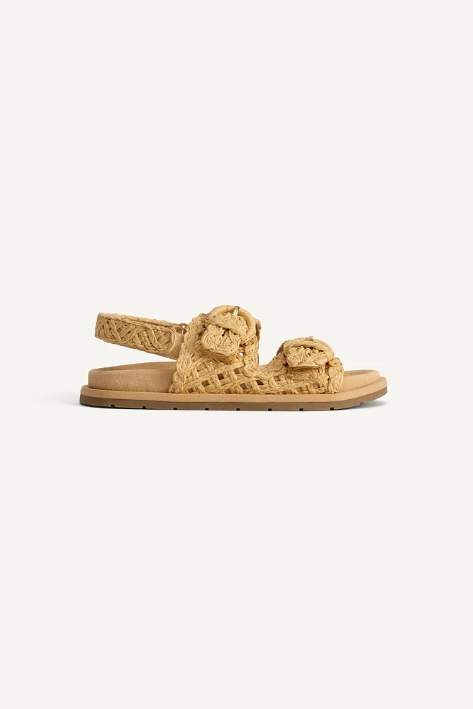 RAFFIA-EFFECT BUCKLE SANDALS