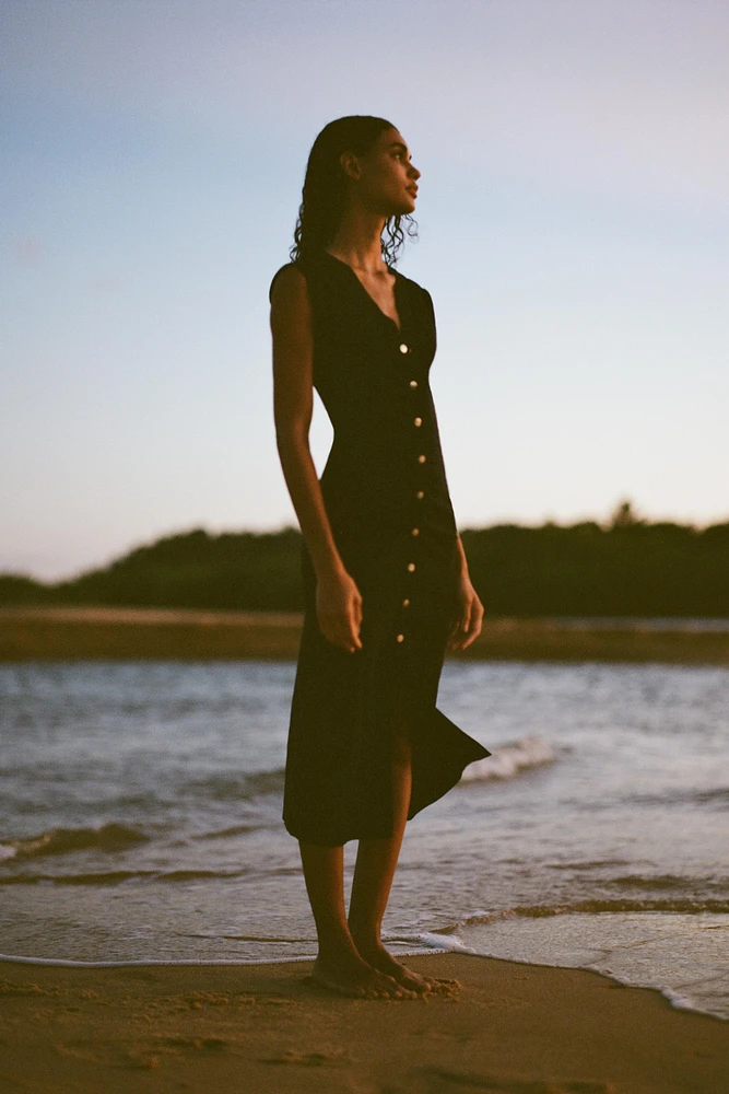 RUCHED MIDI DRESS