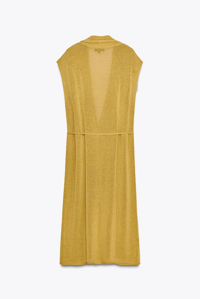 GILET LONG EN MAILLE AVEC LIN