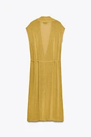 GILET LONG EN MAILLE AVEC LIN