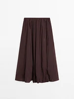 Pleated balloon midi skirt