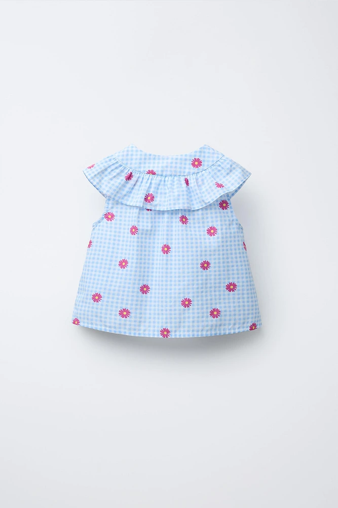 GINGHAM AND FLORAL SHIRT