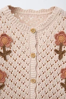 CROCHET FLOWER KNIT TOP