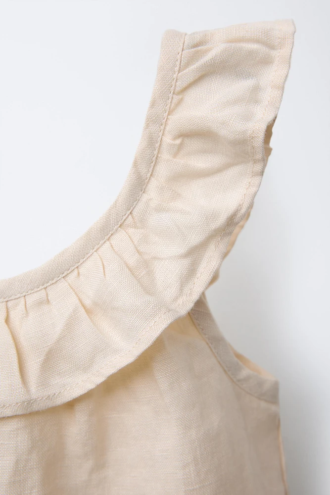 100% LINEN RUFFLE BLOUSE